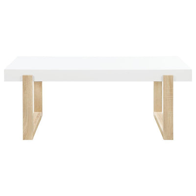 Pala - Rectangular Coffee Table - White High Gloss And Natural