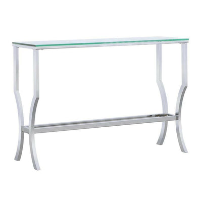 Saide - Rectangular Sofa Table With Mirrored Shelf - Chrome.