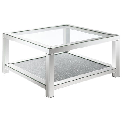 Valentina - Rectangular Coffee Table With Glass Top Mirror.