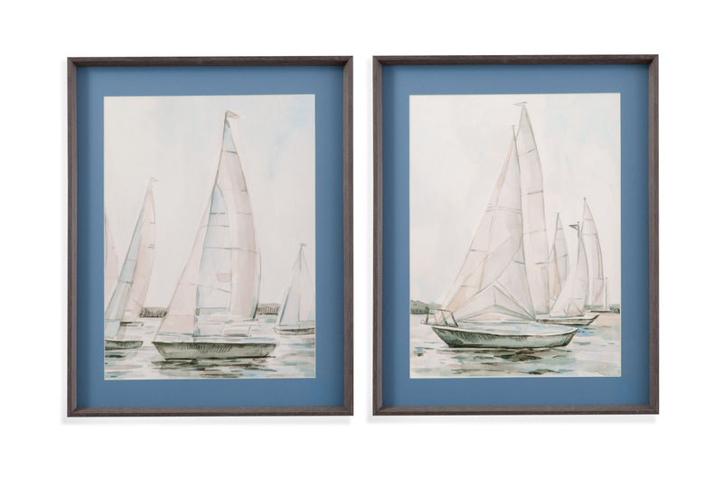 Sail Scribble I - Framed Print - Blue