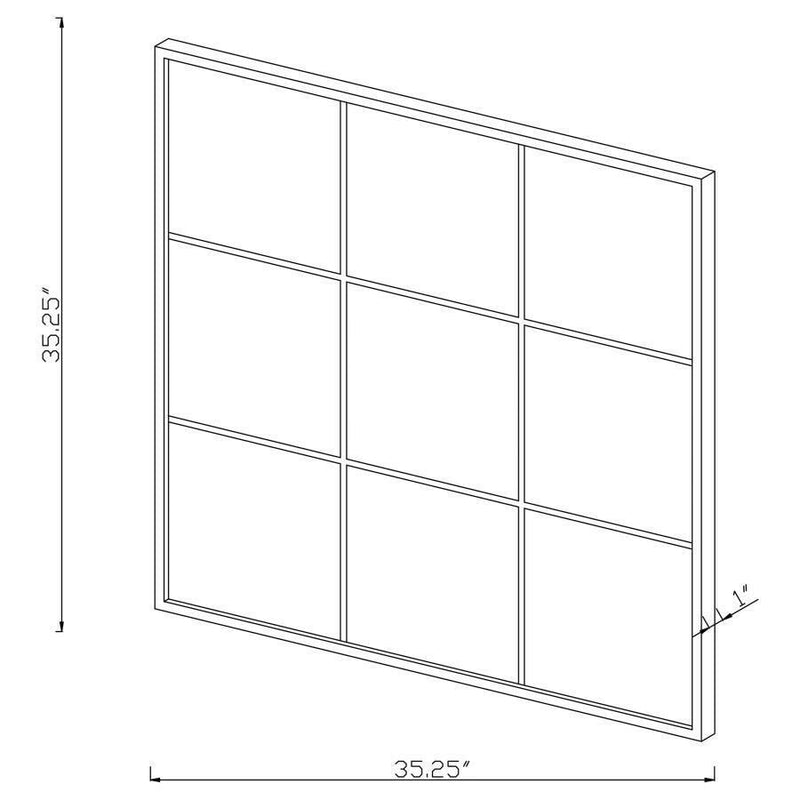 Quetzal - Square Window Pane Wall Mirror - Black - Grand Furniture GA