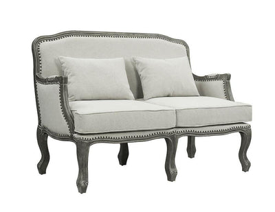 Tania - Loveseat - Cream Linen & Brown Finish - Grand Furniture GA