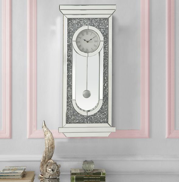 Noralie - Wall Clock - Mirrored & Faux Diamonds - 34" - Grand Furniture GA