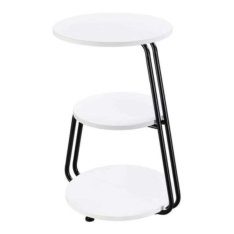 Hilly - 3-Tier Round Side Table - White and Black.