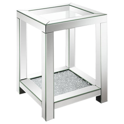 Valentina - Square End Table With Glass Top Mirror.