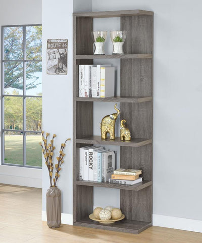 Harrison - 5-Tier Bookcase - Weathered Gray - Standard Bookcases - Grand Furniture GA