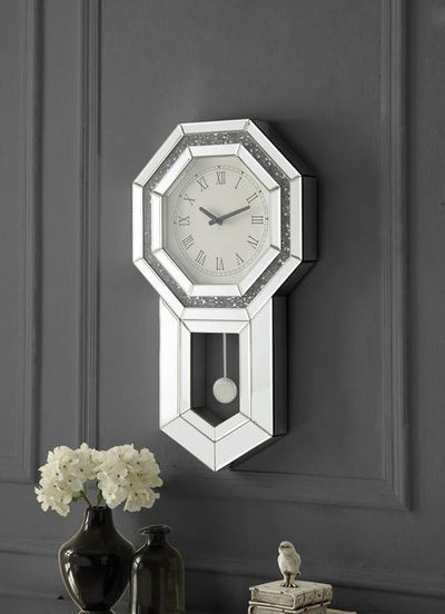 Noralie - Wall Clock - Mirrored & Faux Diamonds - 28".