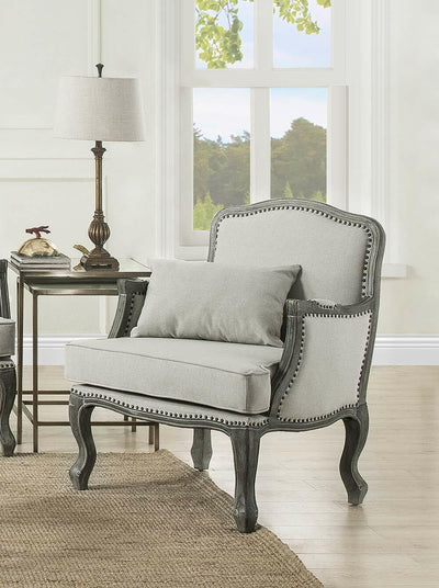 Tania - Chair - Cream Linen & Brown Finish - Grand Furniture GA