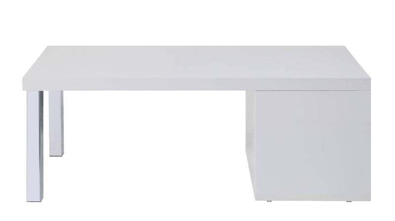 Harta - Coffee Table - White High Gloss & Chrome - Grand Furniture GA