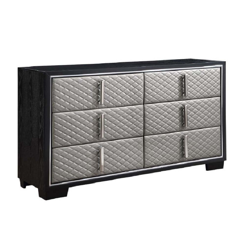 Nicola - Dresser - Silver PU & Black Finish - Grand Furniture GA