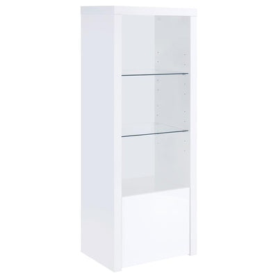 Jude - 3-Shelf Media Tower With Storage Cabinet - White High Gloss.