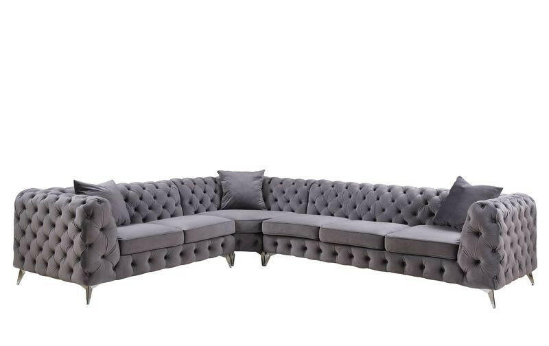 Wugtyx - Sectional Sofa - Dark Grayvelvet - 29" - Grand Furniture GA