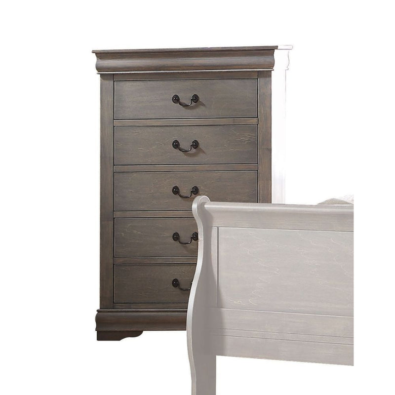 Bring casual elegance into your home with the Louis Phillipe chest. This chest is a piece that offers any bedroom a sophisticated look.