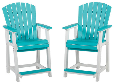 Eisely - Turquoise / White - Barstool (Set of 2).