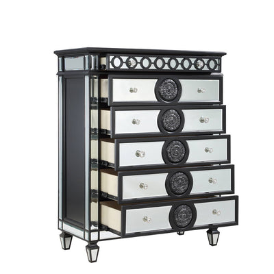 Varian II - Chest - Black Velvet & Black & Sliver Finish - Grand Furniture GA