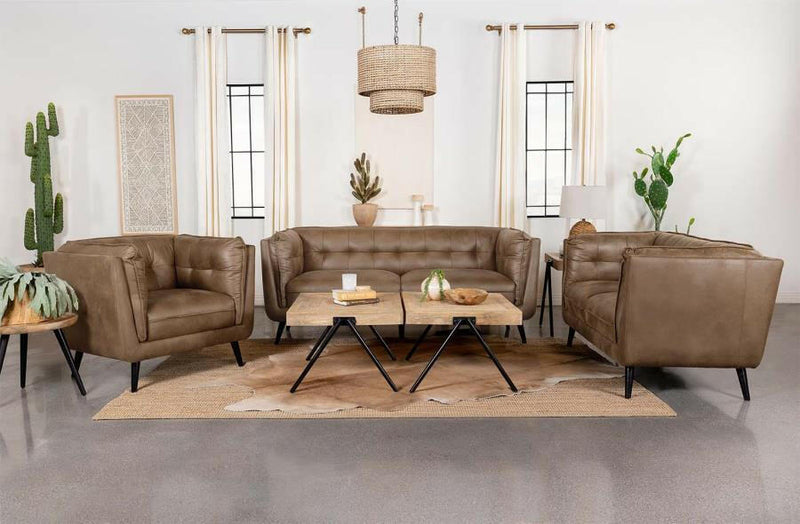 Thatcher - Upholstered Button Tufted Loveseat - Brown - Grand Furniture GA