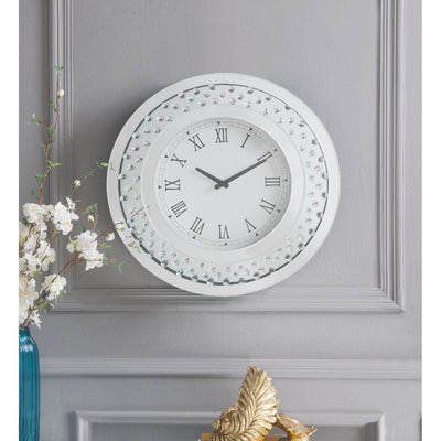 Nysa - Wall Clock - Mirrored & Faux Crystals - 20".