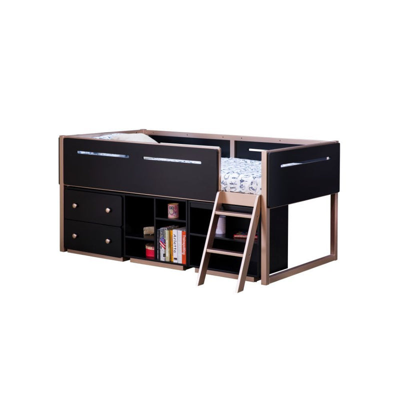 Prescott - Loft Bed - Black & Rose-Gold - Grand Furniture GA