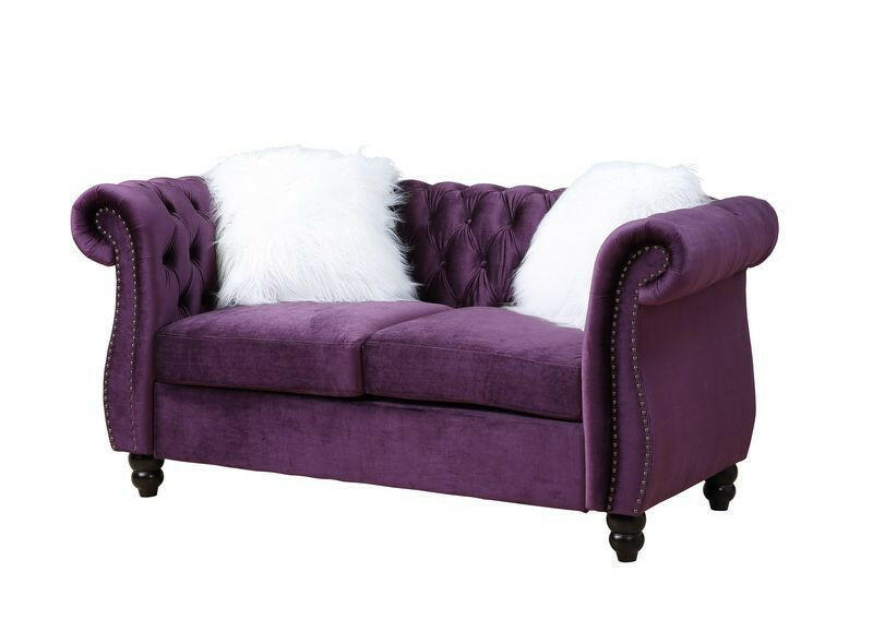 Thotton - Loveseat - Purple Velvet - Grand Furniture GA