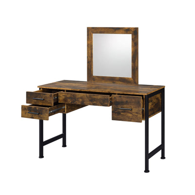 Juvanth - Vanity Desk - Rustic Oak & Black Finish - Grand Furniture GA