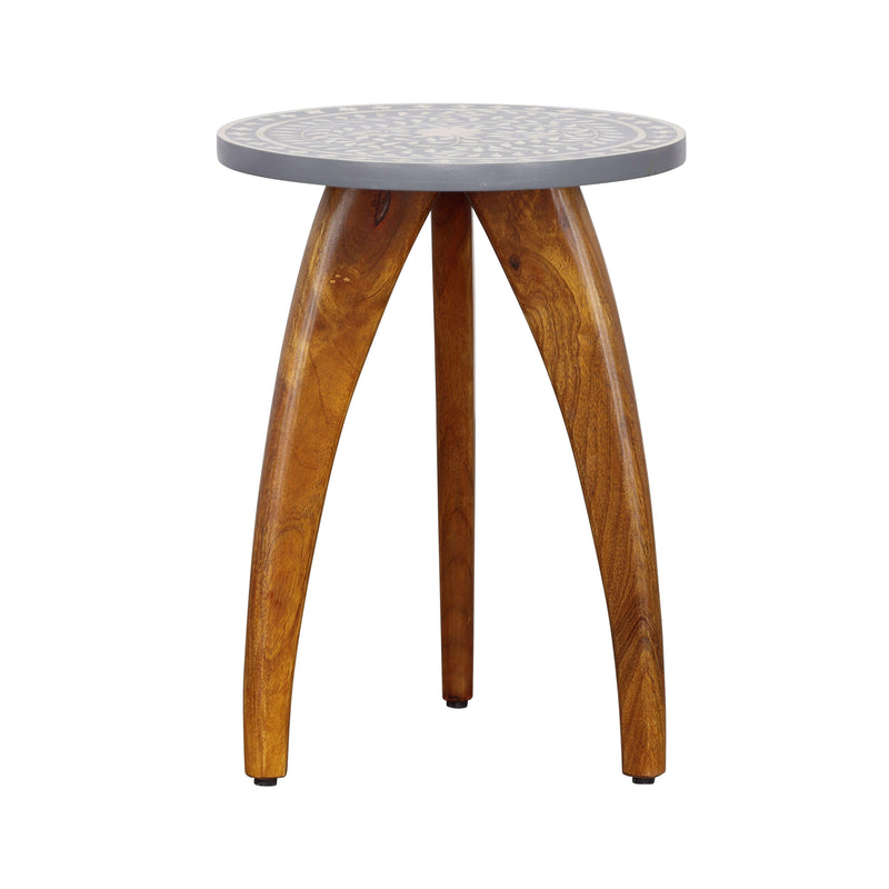 Sandalwood - Accent Table - Brown & Floral Blue.