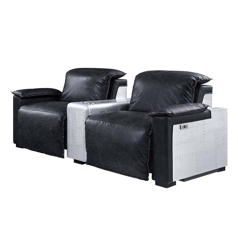 Misezon - Recliner - Black Top Grain Leather & Aluminum - Grand Furniture GA