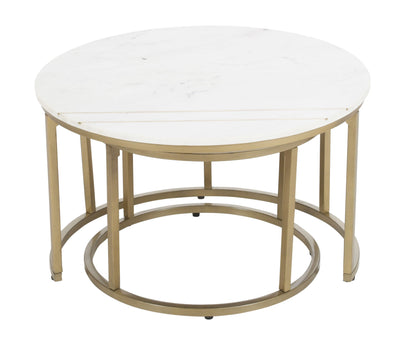 Kayla - Nesting Cocktail Table (Set of 2) - White / Gold