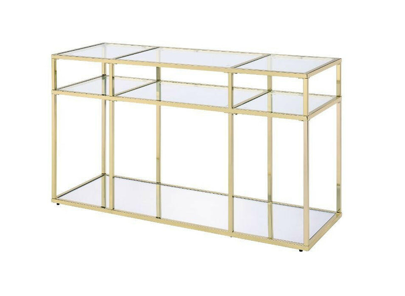 Uchenna - Accent Table - Clear Glass & Gold Finish - 30" - Grand Furniture GA