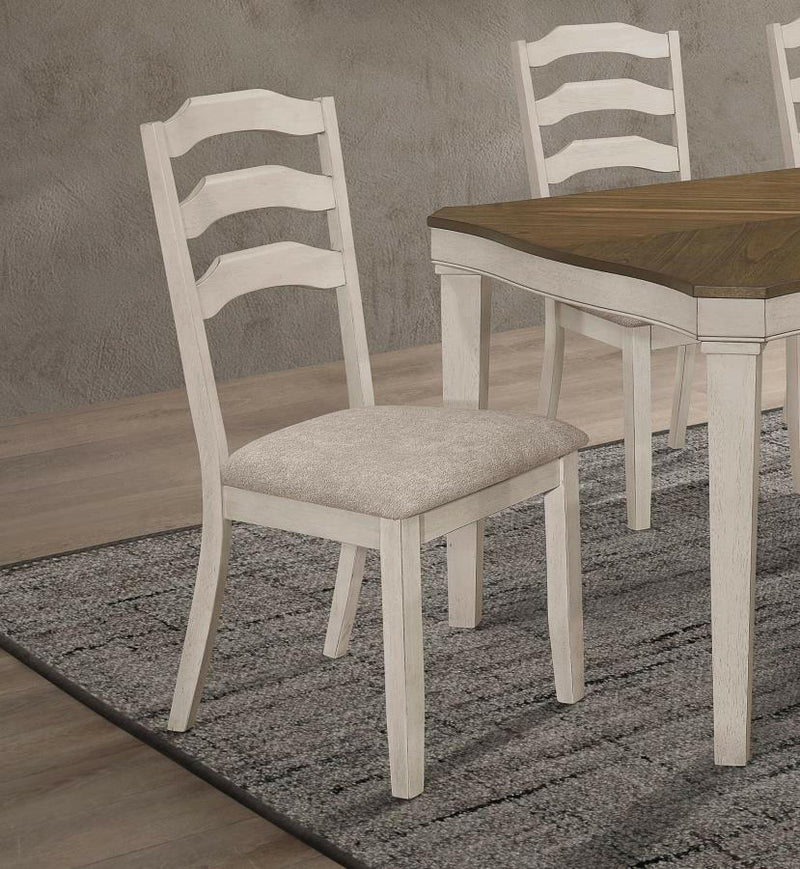 Ronnie - Ladder Back Padded Seat Dining Side Chair (Set of 2) - Khaki And Rustic Cream - Side Chairs - Grand Furniture GA