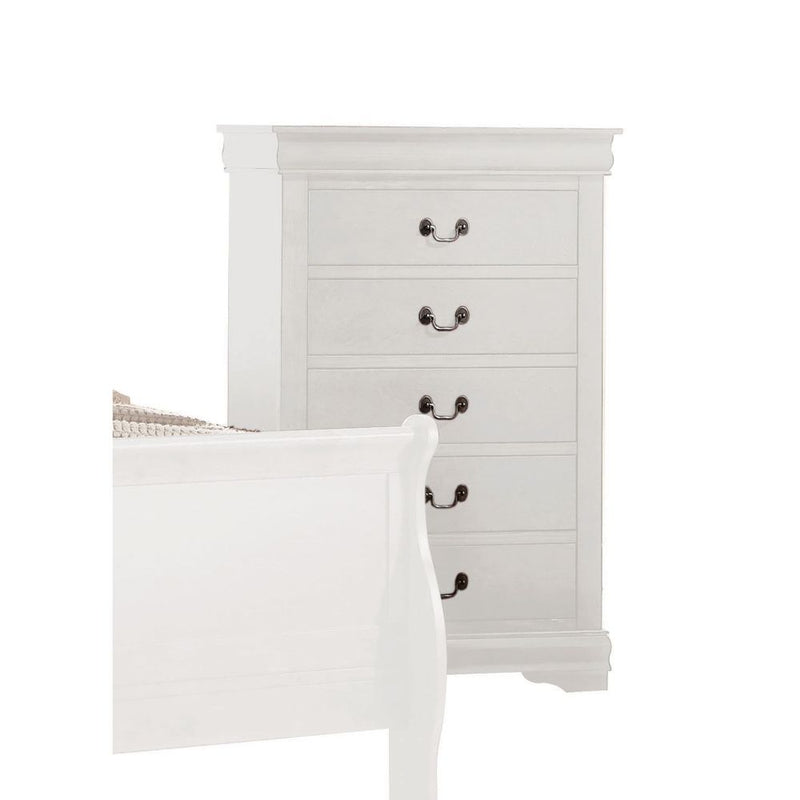 Bring casual elegance into your home with the Louis Phillipe chest. This chest is a piece that offers any bedroom a sophisticated look.