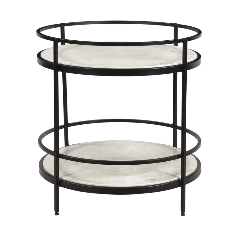 Olive - Round Accent Table - Maddie White / Black