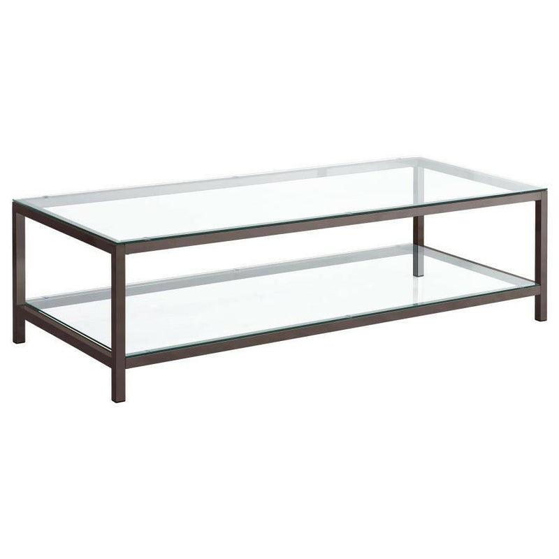 Trini - Coffee Table With Glass Shelf - Black Nickel.