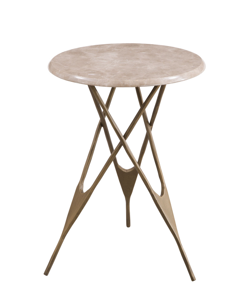 Leila - Accent Table - Antique Brass/Italian Marble