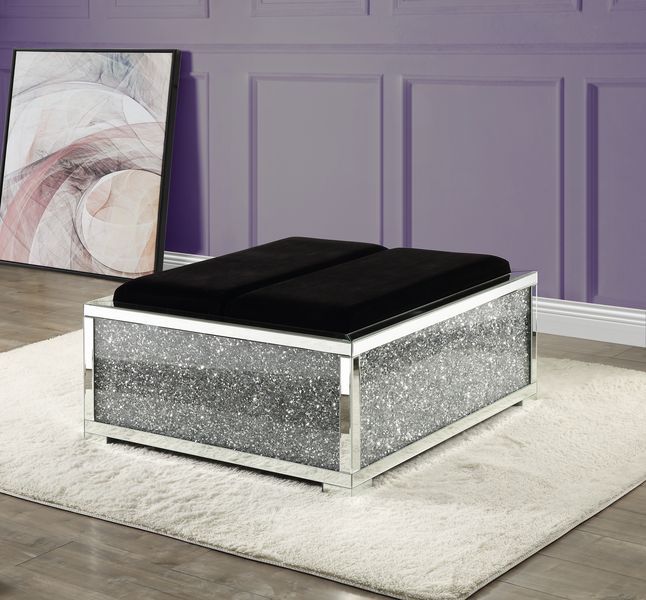 Noralie - Ottoman - Mirrored & Faux Diamonds - Grand Furniture GA