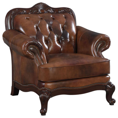Victoria - Rolled Arm Chair - Tri-Tone and Brown.