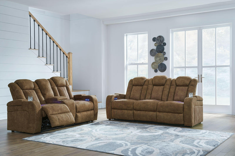 Wolfridge - Brindle - 2 Pc. - Power Reclining Sofa, Power Reclining Loveseat With Console