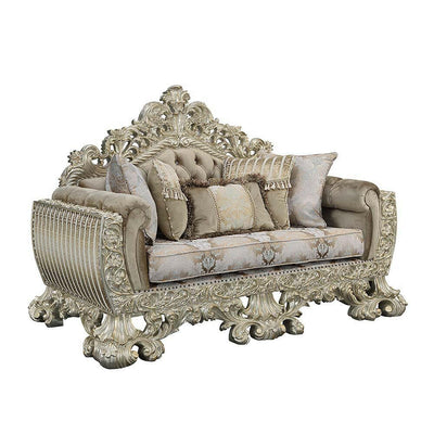 Sorina - Loveseat - Velvet, Fabric & Antique Gold Finish - Grand Furniture GA