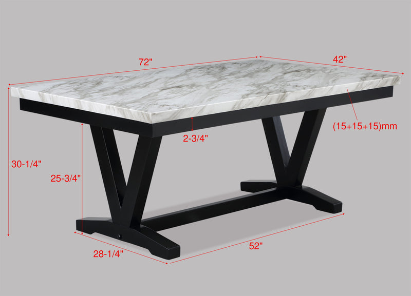 Tanner - Dining Table, Faux Carrara Marble - White - Grand Furniture GA
