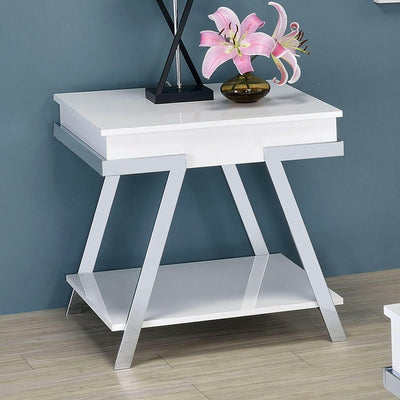 Titus - End Table - White / Chrome.