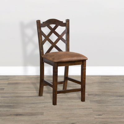 Santa Fe - Double Crossback Barstool - Dark Brown.