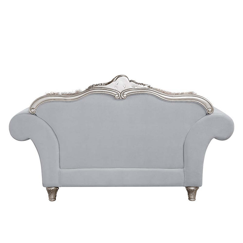 Pelumi - Loveseat - Light Gray Linen & Platinum - Finish - Grand Furniture GA