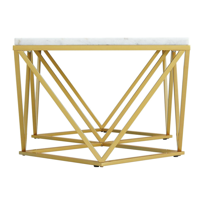 Riko - Rectangular Coffee Table With Metal Leg - Gold - Coffee Tables - Grand Furniture GA