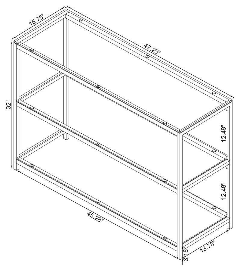 Trini - Sofa Table With Glass Shelf - Black Nickel - Sofa Tables - Grand Furniture GA