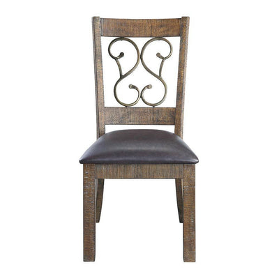 Raphaela - Side Chair (Set of 2) - Black PU & Weathered Cherry Finish - Grand Furniture GA