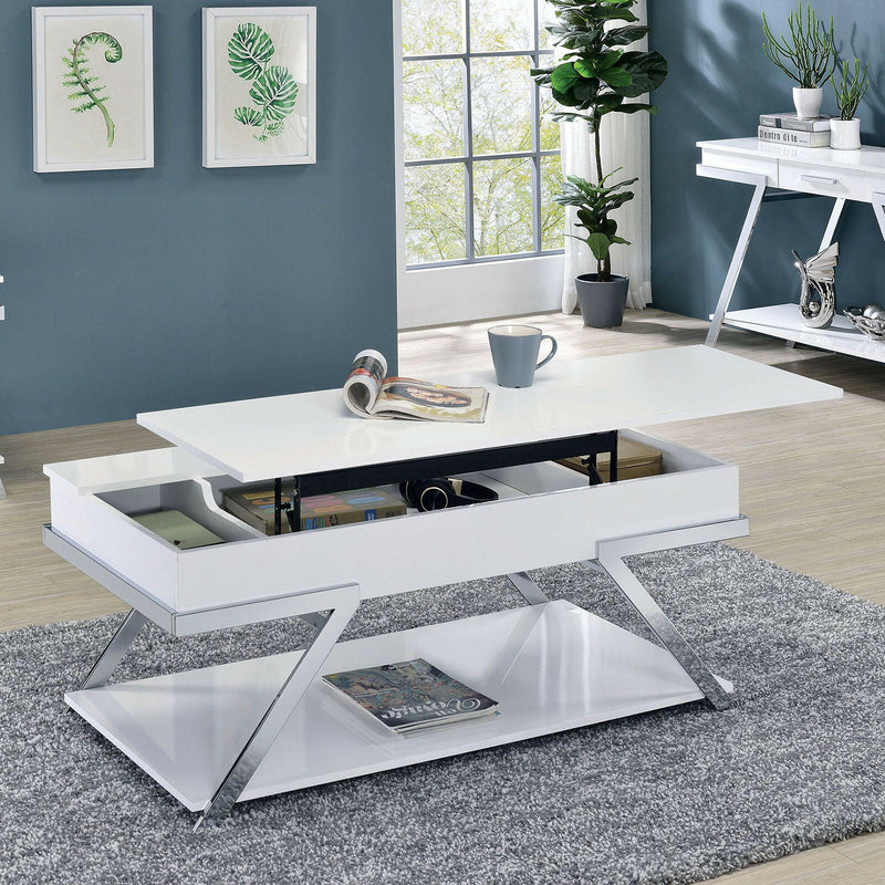 Titus - Coffee Table - White / Chrome.