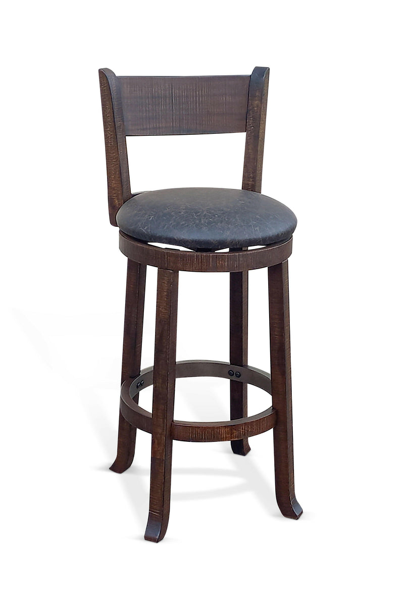 Homestead - 30"H Swivel Barstool, Cushion Seat & Back (Set of 2) - Dark Brown.