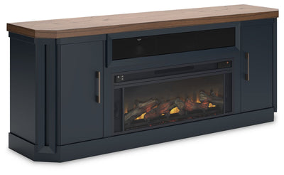 Landocken - Two-tone - 83" TV Stand With Electric Fireplace.