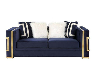 Virrux - Loveseat - Blue Velvet & Gold Finish - Grand Furniture GA