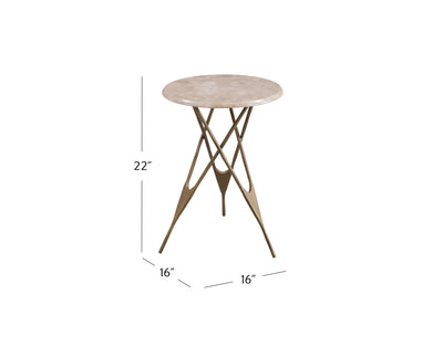 Leila - Accent Table - Antique Brass/Italian Marble