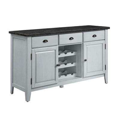 Lanton - Server - Marble & Antique White Finish - Grand Furniture GA